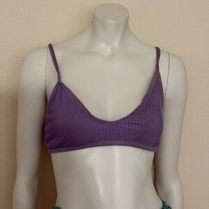 SHEIN Purple Ribbed Bikini Top - Spaghetti Straps